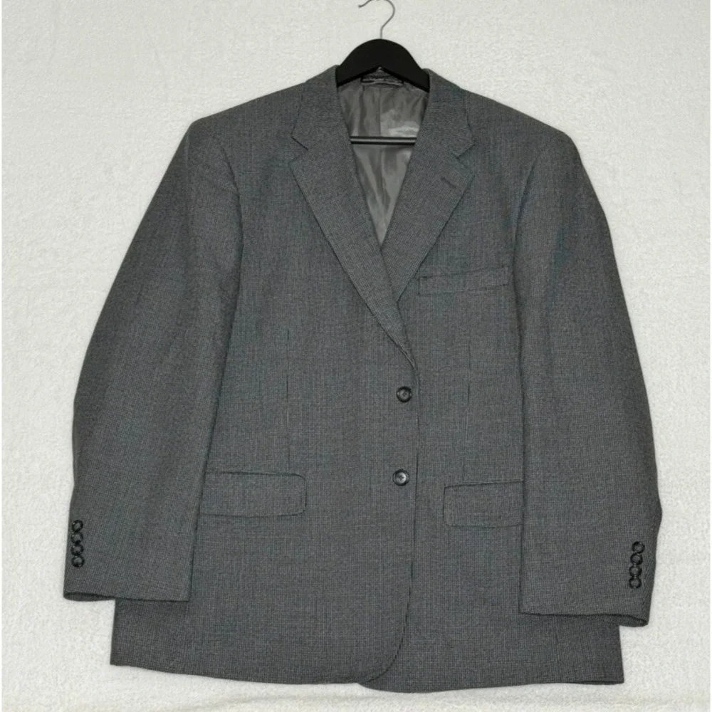 Statement‎ Blazer 46R Gray Houndstooth 2 Button Single Vent Career Business